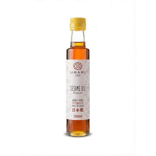 Umami Olio di Sesamo Tostato 250ml - 100% Puro e Naturale - Prodotto in Giappone - Ideale per Wok, Ramen, Poke e Insalate