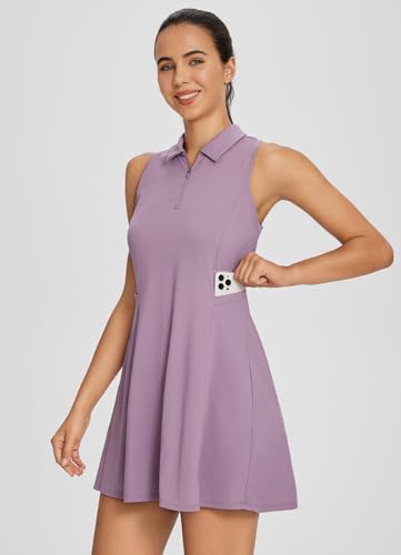 BALEAF Vestido feminino de tênis, sem mangas, com shorts embutidos, para golfe, treino, atlético, co