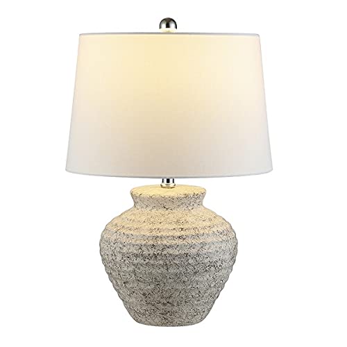 Safavieh Lighting Collection Ledger Rustic Farmhouse Light Grey Ceramic 23-Inch Bedroom Living Room Home Office Desk Nightstand Table Lamp (Led Bulb Included) #TOP14