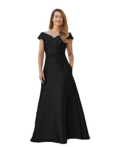 Stillluxy, vestido de novia de raso con bolsillos y hombros descubiertos, vestido de noche para mujer, boda, fiesta M56