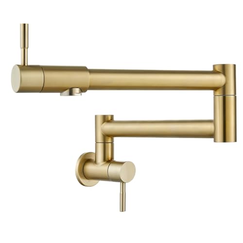 Grifo de llenado de ollas dorado cepillado de pared para cocina