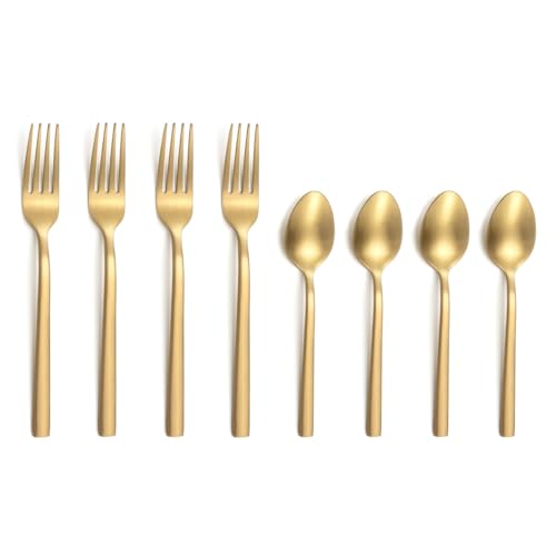 Amefa Escade - Juego de 4 cucharas moka y 4 tenedores para tartas