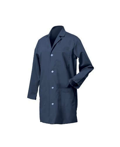 431M Polyester/Cotton Unisex Lab Coat with Button Front Closure, Medium, Navy Blue-image-22