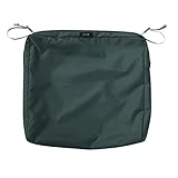 Classic Accessories Ravenna Water-Resistant 21 x 21 x 3 Inch Square Outdoor Seat Cushion Slip Cover, Patio Furniture Chair Cushion Cover, Mallard Green, Patio Furniture Cushion Covers