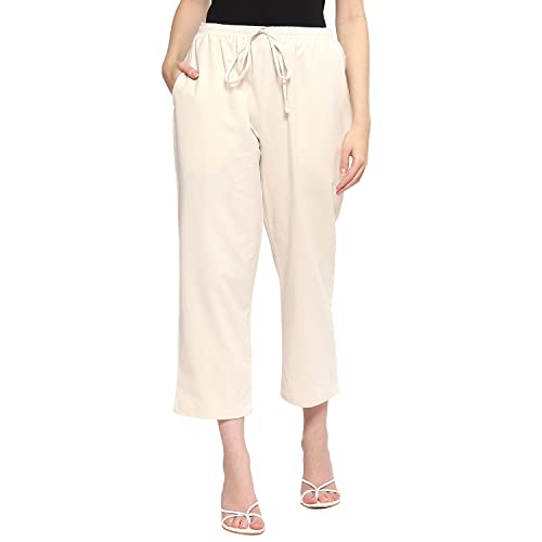 Image of BIBA Women Rayon Regular Solid Pants