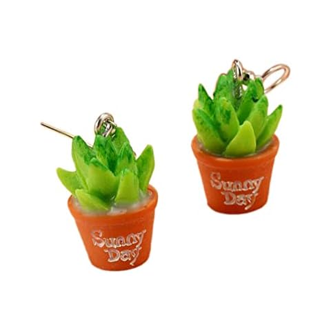 Lovely Cactus Succulent Potted Plant Dangle Earrings Botanical Floral Polymer Clay Cute Earrings for Women Jewelry-Succulent Cover