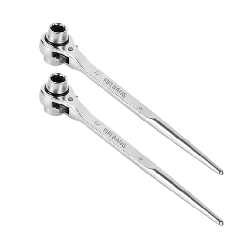 fifibang 2 piezas carraca de andamio, 17 * 19mm+ 19 * 22 mm llave de andamio carraca de andamio reversible derecha/izquierda, carraca de anillo llave de carraca (17 * 19mm+ 19 * 22 m)