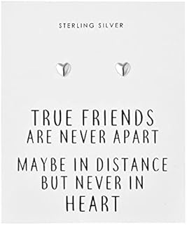 Sterling Silver Friendship Quote Heart Earrings
