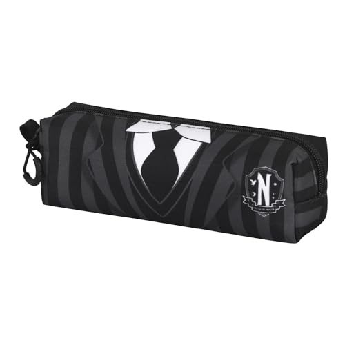 Wednesday Miércoles Uniform-Estuche Portatodo Cuadrado FAN 2.0, Negro, 21 x 8 cm