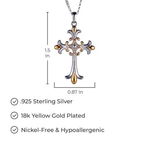 Amazon Essentials 18k Gold Plated Sterling Silver Two Tone Celtic Cross Pendant Necklace, 18" , (previously Amazon Collection)2
