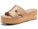 Picture of Coutgo Womens Platform Wedge Sandals Open Toe Slip On Slides Cork Heeled Comfortable Shoes