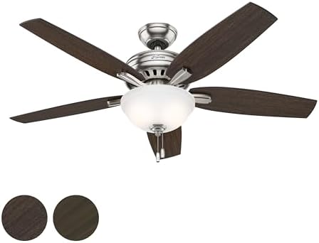 Hunter Fan 52 inch Brushed Nickel Ceiling Fan with Cased White Light Kit (Renewed)