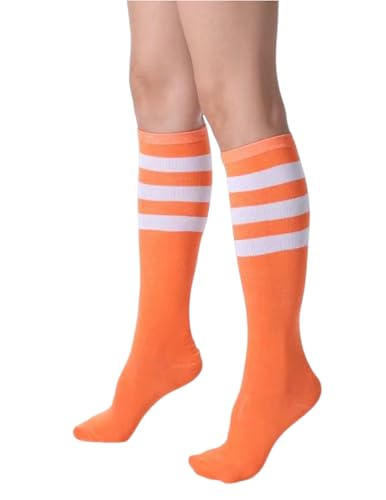 Image of Athletic Knee High Socks Stripe Running Baseball Thigh High Stockings Outdoor Sport Tube Socks