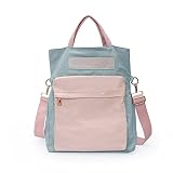 WDBBY Sac à dos Cartable Femme Middle School Student Canvas couleur simple Matching épaule Sac épaule College Student portable école multifonction sac bleu poudre Brochage