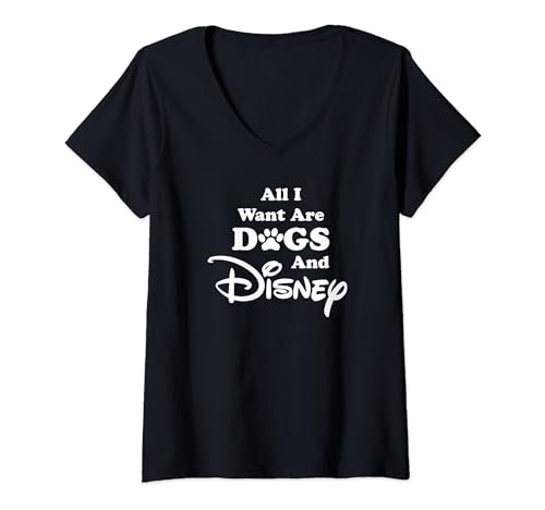 T-shirt Disney chiens coton col V anti-déformation pour femme