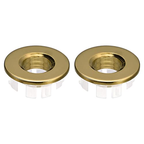 QUARKZMAN Fregadero Moldura Rebosadero Cubierta, 2uds Fregadero Rebosadero Anillos 25,3mm Baño Cocina Lavabo Drenaje Tapa Agujero Insertables Redondas Tapas, Oro