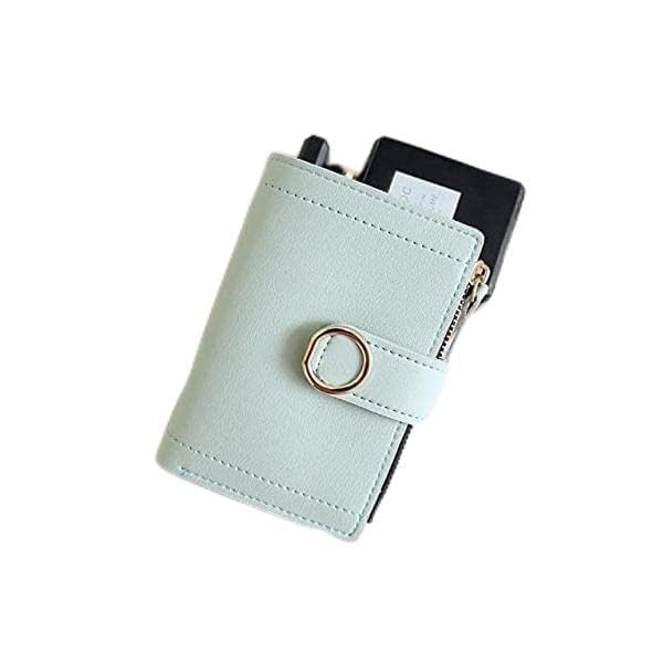 Leather Wallet Pu Leather Women's Wallet Large Capacity Short Small Purse Clutch for Ladies Girls Zipper Coin Pocket Large Capacity (Blue,9x12cm)