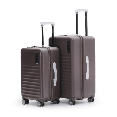 MOKOBARA Aisle Trunk Set of 2 Trolley Bag (55.5cm 65cm) Brown | Cabin 40L Check-in 70L Polycarbonate Hardshell Frosted Hardware TSA Lock YKK Zippers 8