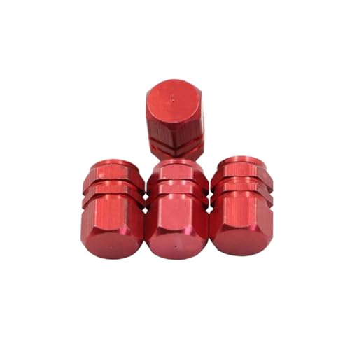 4 piezas de tapones para válvula de aire de llanta de aluminio compatibles con motocicletas, automóviles y bicicletas, estilo redondo (rojo) miniatura 1