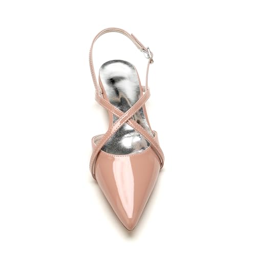 Women Patent Leather Slingback Bridal Shoes Ballet Flats Shoes Cross Strap Pointed Toe Wedding Party Dress Pumps4