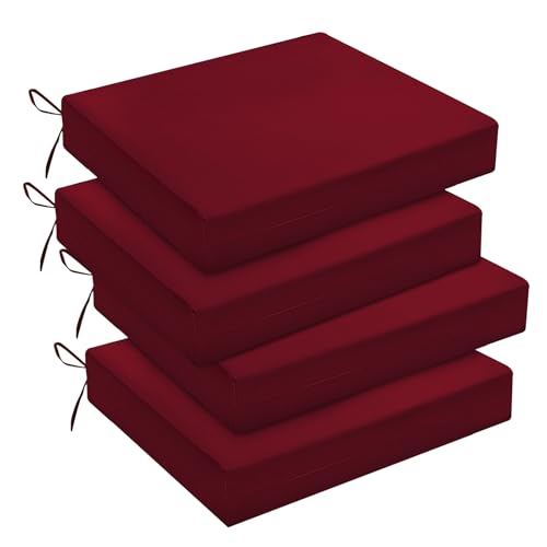 downluxe Outdoor Chair Cushions Set of 4 for Patio Furniture, Water-Resistant Square Corner Patio Chair Cushions with Ties, High Density Foam Outdoor Seat Cushion, 18.5