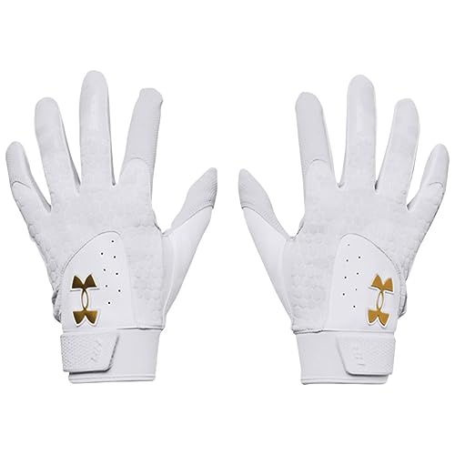 Under Armour boys Harper Youth Baseball Gloves, (100) White/Halo Gray/Metallic Gold, Youth Medium