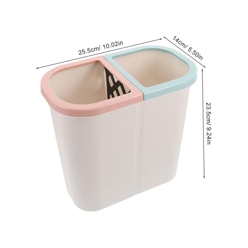 Caneca de basura blanca rectangular con doble compartimento miniatura 2