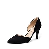 DREAM PAIRS Women's High Heel Closed Toe Dress Shoes Pumps Elegant Stiletto D'Orsay Slip On,Size 8.5,Black-Suede,DWUMPU2512