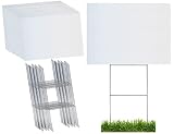 Durable Blank Corrugated White Yard Sign Kit Includes 18x24 Signs and Strong 10x24 Galvanized Steel
