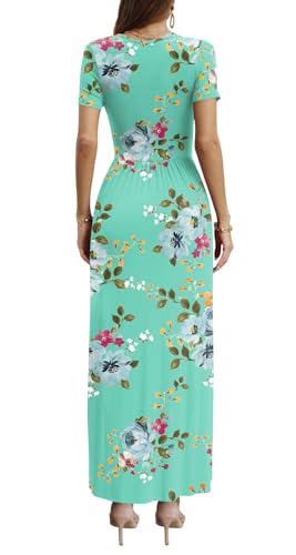 Image of CATHY Maxi Dresses for Women Short Sleeve V-Neck Casual Long Summer Wrap Dress with Pockets