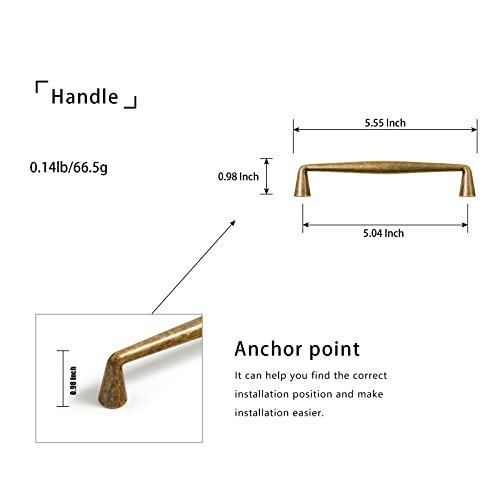 Goo-Ki Vintage Retro Antique Brass Zinc Alloy Cabinet Handles - 5.03''(128mm) Hole Center Affordable Luxury Cabinet Pull Hardware for Bedroom, Kitchen, 6 Pack… by Goo-Ki - Image 4