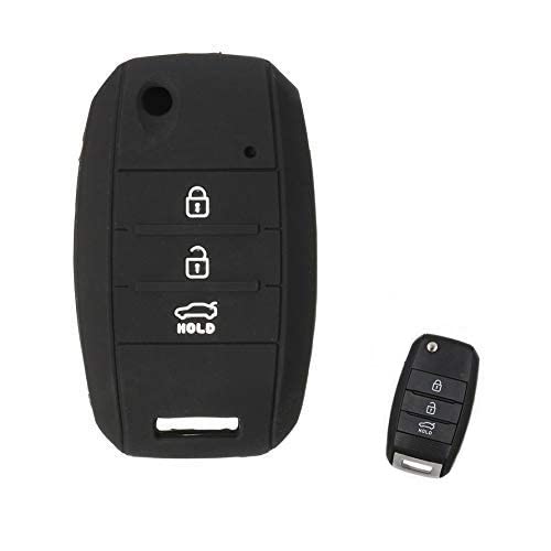 Image of JMStore Silicone Car Key Cover 3B Remote Black Color Cover for KIA Seltos Smart Key (for Push Button Start only)