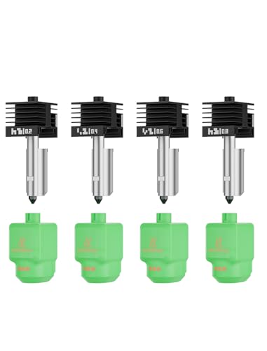 4Pack 0.2/0.4/0.6/0.8MM P2S Hotend for Bambu Lab P2S 3D Printer, High Temperature Quick Swap Hardened Steel Nozzle Repla