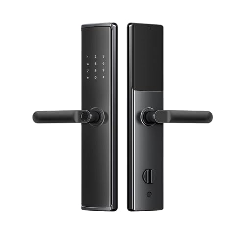 ME JO Smart Digital Door Lock Handle with WiFi App, Fingerprint Lock Handle, Password, Card & Keyless Entry Access | Aluminum Alloy | Front Door Security for Home, Airbnb Compatible with Mortise 6068