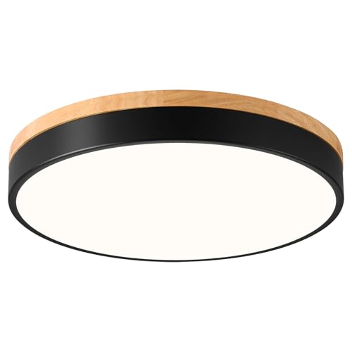 Vikaey Modern Wood LED Ceiling Light Fixture, Black, 15.8 in by Vikaey - Used condition - CA$69.15
