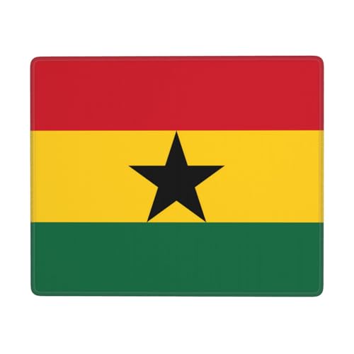 Tapis de souris antidérapant 17,8 x 22,9 cm avec drapeau du Ghana imprimé horizontal pour ordinateur portable et console de bureau
