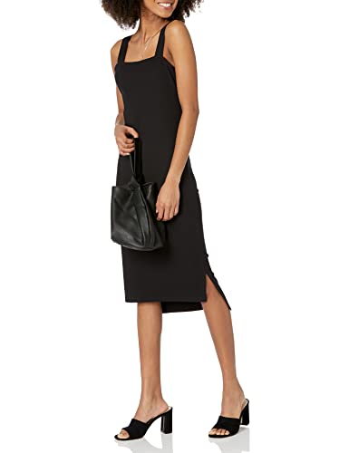 The Drop Amelia Robe débardeur moulante coupe midi à bretelles et encolure carrée pour femme, Noir, M