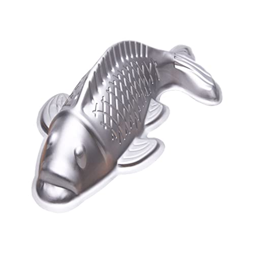 Angoily 3D Fisch Karpfen Geformt Aluminium Backform Kuchenform Zinn Kuchen Pan Fischförmige Schokoladenform für Fondant Dekoration Backformen Silber