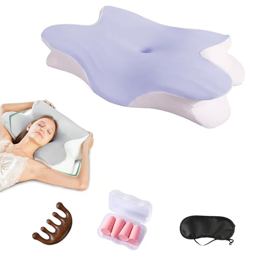 Oreiller en Mousse à mémoire de Forme, Oreiller Cervical, Oreiller Anti-apnée du Sommeil, Oreiller Ergonomique pour Dormir sur Le côté, sur Le Ventre, avec taie d'oreiller Amovible (Violet) Oreiller en Mousse à mémoire de Forme, Oreiller Cervical, Oreiller Anti-apnée du Sommeil, Oreiller Ergonomique pour Dormir sur Le côté, sur Le Ventre, avec taie d'oreiller Amovible (Violet)