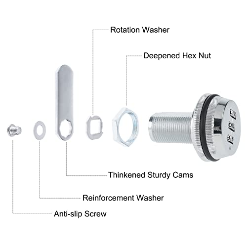 RealPlus Combination Cam Lock, Combination Cabinet Lock Password Coded Cabinet Lock (6pcs 1-1/8\", Silver)