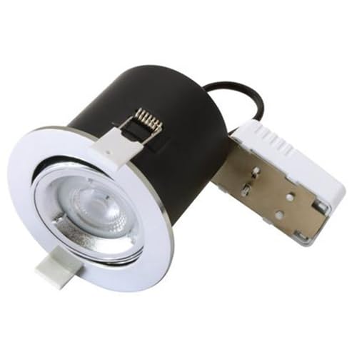 Inspired Essentials Modern Fire Rated GU10 Recessed TILT Ceiling Downlight/Spotlights (Chrome - Shiny, Pack of 4)