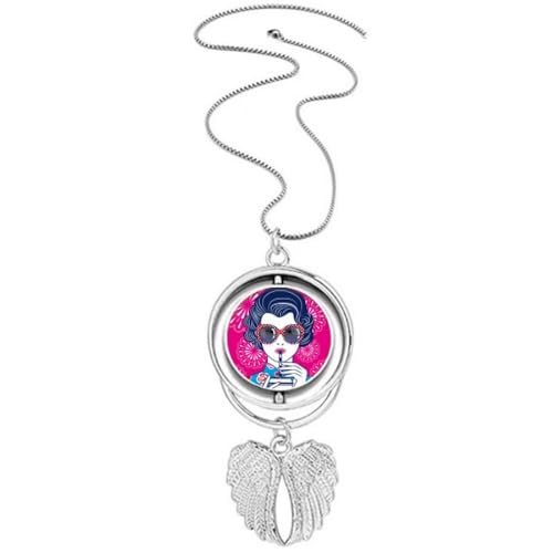 Collier ailes d'ange rouge et sautoir lunettes de culture chinoise à design réversible