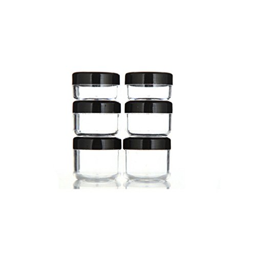 yueton 6Pcs Empty Clear Boday Black Top Lid Plastic Sample Containers 10/15/20Gram Size Cosmetic Containers Pot Jars Eyshadow Container Lot