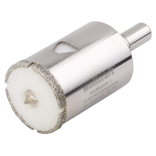 wolfcraft Corona de perforación de diamante 'Ceramic' con broca centradora y vástago I 5926000 I Para instalaciones sanitarias y eléctricas en azulejos y baldosas; profundidad de corte: 45 mm