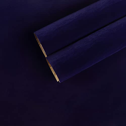 CHIHUT Self Adhesive Velvet Drawer Liner Roll Dark Blue Felt Fabric Velvet Flocking Liner for Jewelry Soft Velvet Wallpaper Peel and Stick Velvet Liner for Box Liner Craft Cabinets Shelf 17.7''x100''