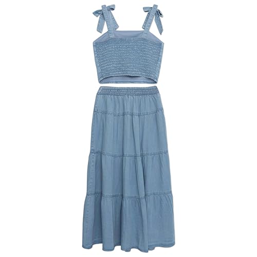 Image of Speechless Girls' Sleeveless Cropped Top and Maxi Tiered Skirt Set