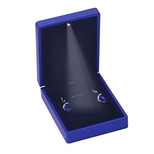 Isuperb Led Light Pendant Box Blue Necklace Display Case Jewelry Gift Box #TOP2