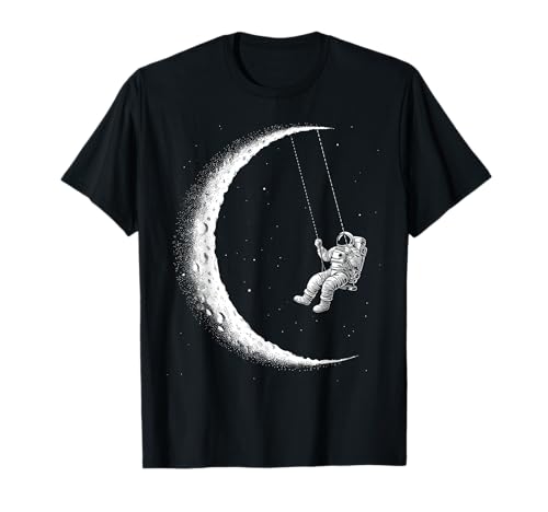 Astronaut Moon Swing Stars Outer Space Men Galaxy Astronomy T-Shirt