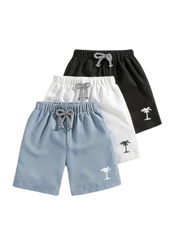 GORGLITTER Boy's Bandana Drippy Shorts 3 Piece Drawsring Waist Gym Cool Summer Shorts Blue Black White 9Y
