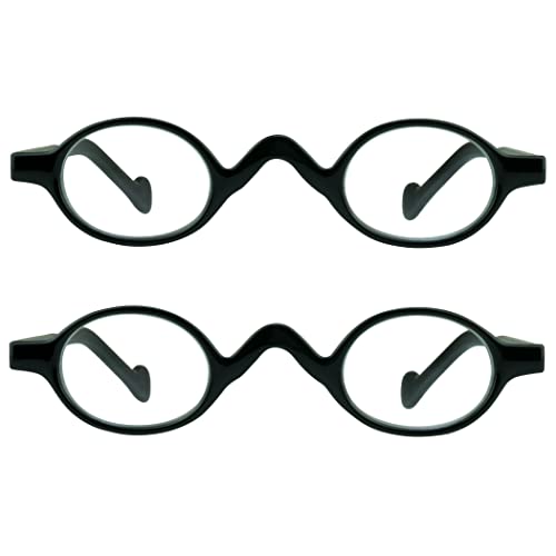 proSPORT Oval Reading Reader Glasses +4.00 2 Pairs of Black Frame Men Women Plastic Retro Classic Vintage Small Frame